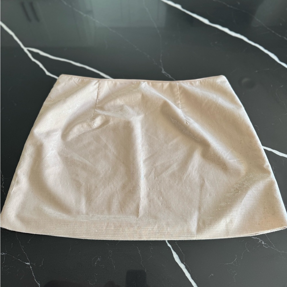 Sequin Cream Mini Skirt